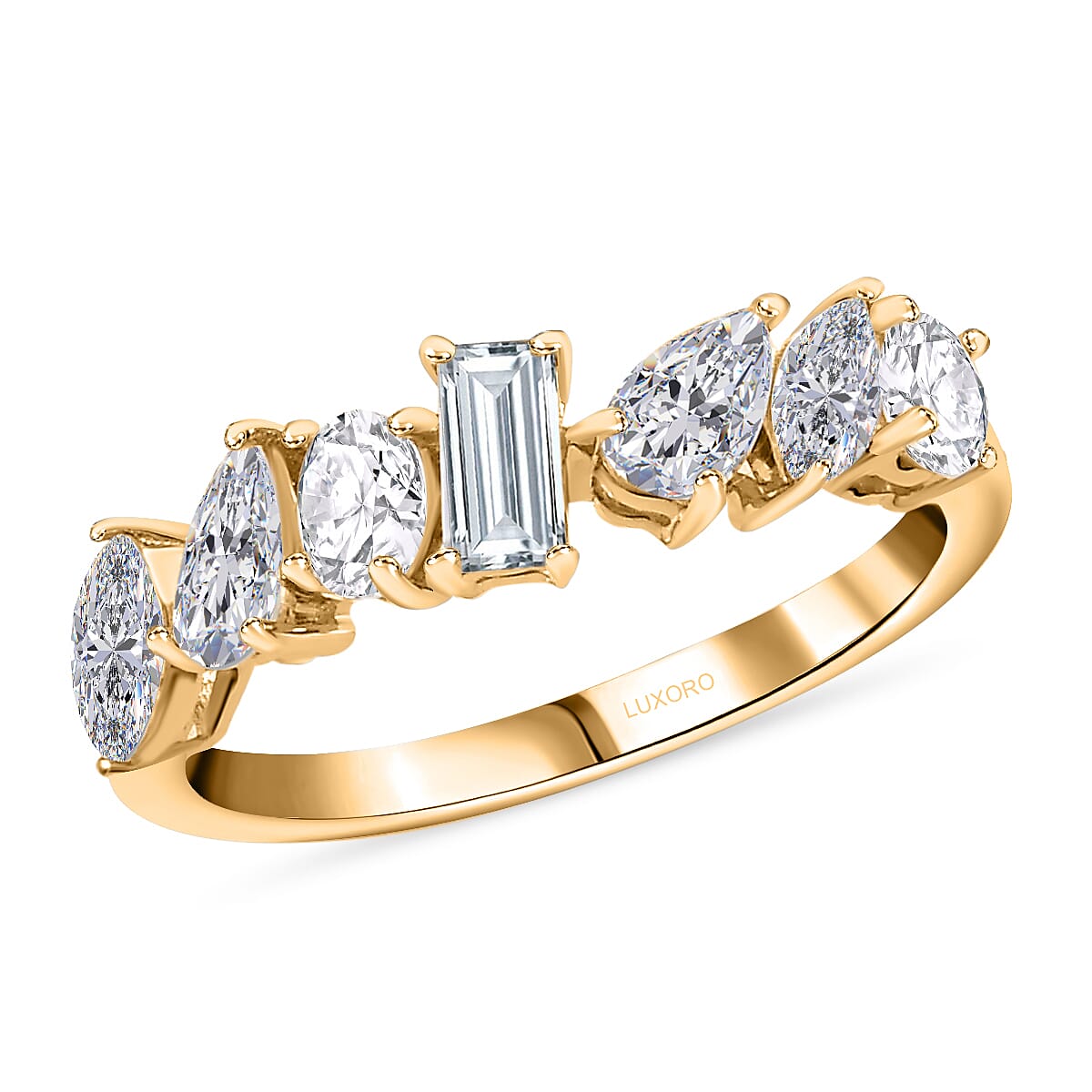 LUXORO 10K Yellow Gold Moissanite Band Ring 2.30 Grams 1.20 ctw