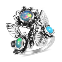 GP Italian Garden Collection Premium Ethiopian Welo Opal and Sleeping Beauty Turquoise Ring in Sterling Silver 1.35 ctw