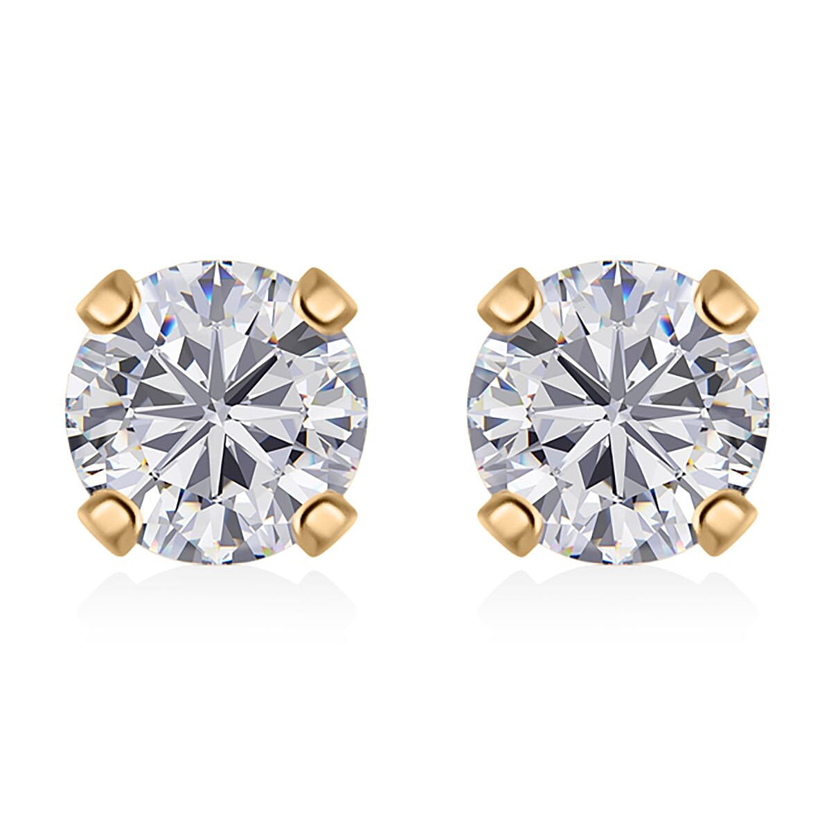 10K Yellow Gold Simulated Diamond Stud Earrings 0.35 ctw