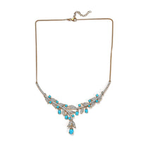 GP Italian Garden Collection Premium Sleeping Beauty Turquoise and White Zircon Necklace 18 Inches in Vermeil Yellow Gold Over Sterling Silver 14.50 ctw