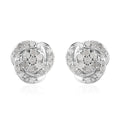 White Diamond Knot Earrings in Platinum Over Sterling Silver 0.25 ctw - Sticky add to cart bar