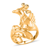 24K Yellow Gold Electroform Phoenix Ring 5.40 Grams