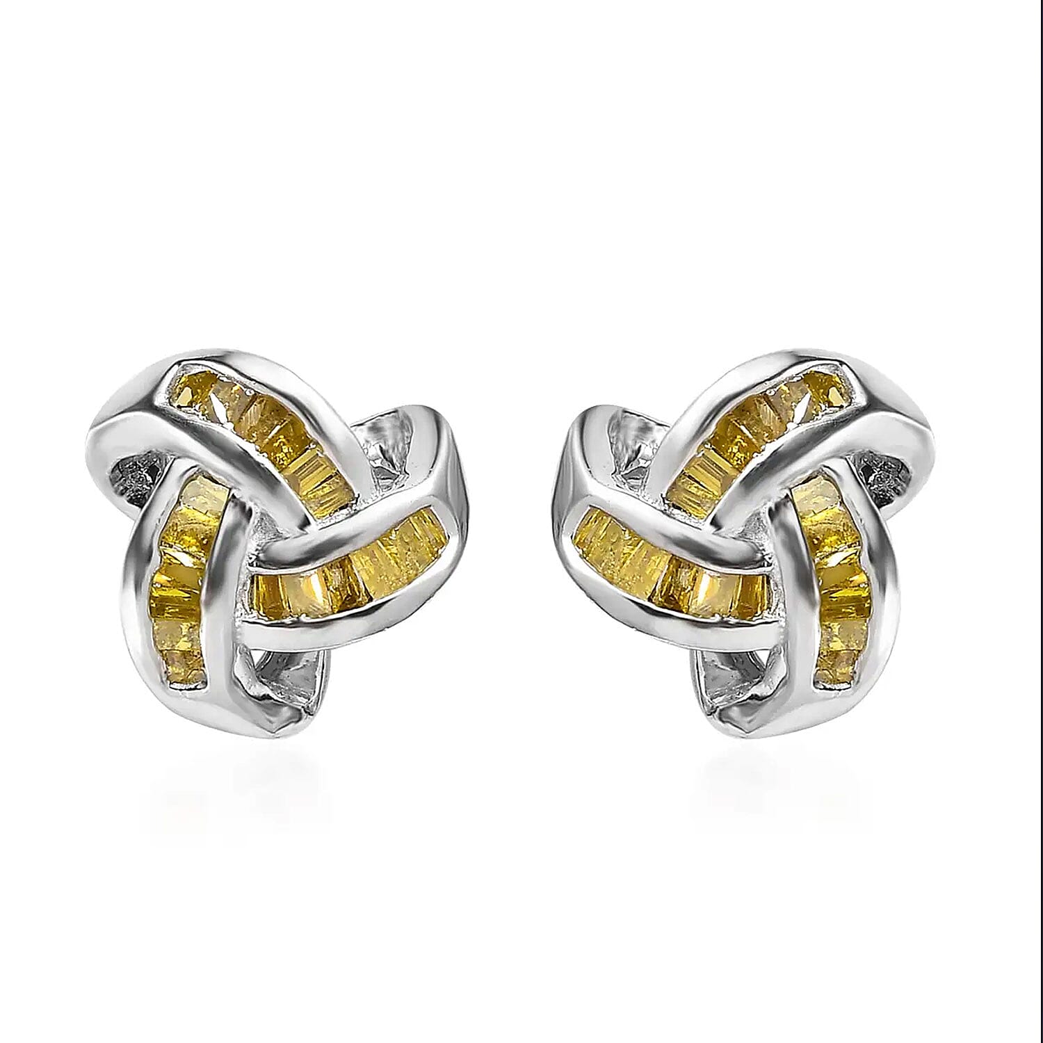 Diamond Knot Stud Earrings in Platinum Over Sterling Silver 0.25 ctw