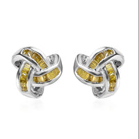 Diamond Knot Stud Earrings in Platinum Over Sterling Silver 0.25 ctw