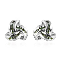 Diamond Knot Stud Earrings in Platinum Over Sterling Silver 0.25 ctw