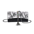 Black Color Snake Print Pattern Genuine Leather Crossbody Bag (10"x1.4"x5") with Shoulder Strap - Sticky add to cart bar