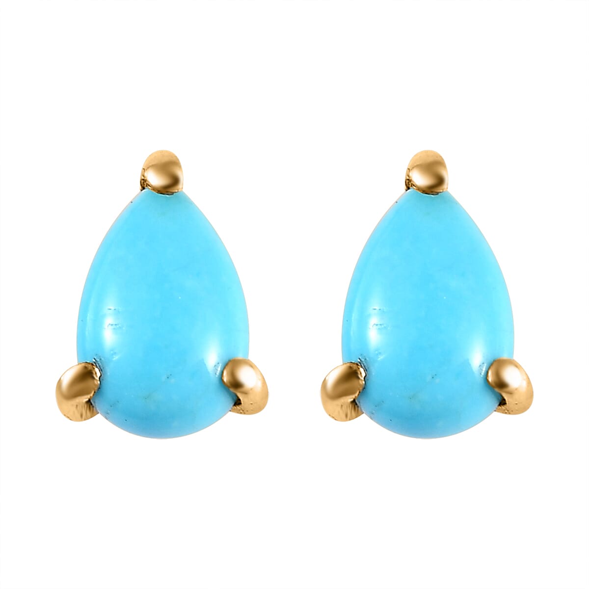 Sleeping Beauty Turquoise Solitaire Stud Earrings in 14K YG Over Sterling Silver 0.80 ctw