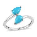 Sleeping Beauty Turquoise Bypass Ring in Platinum Over Sterling Silver 0.85 ctw - Sticky add to cart bar