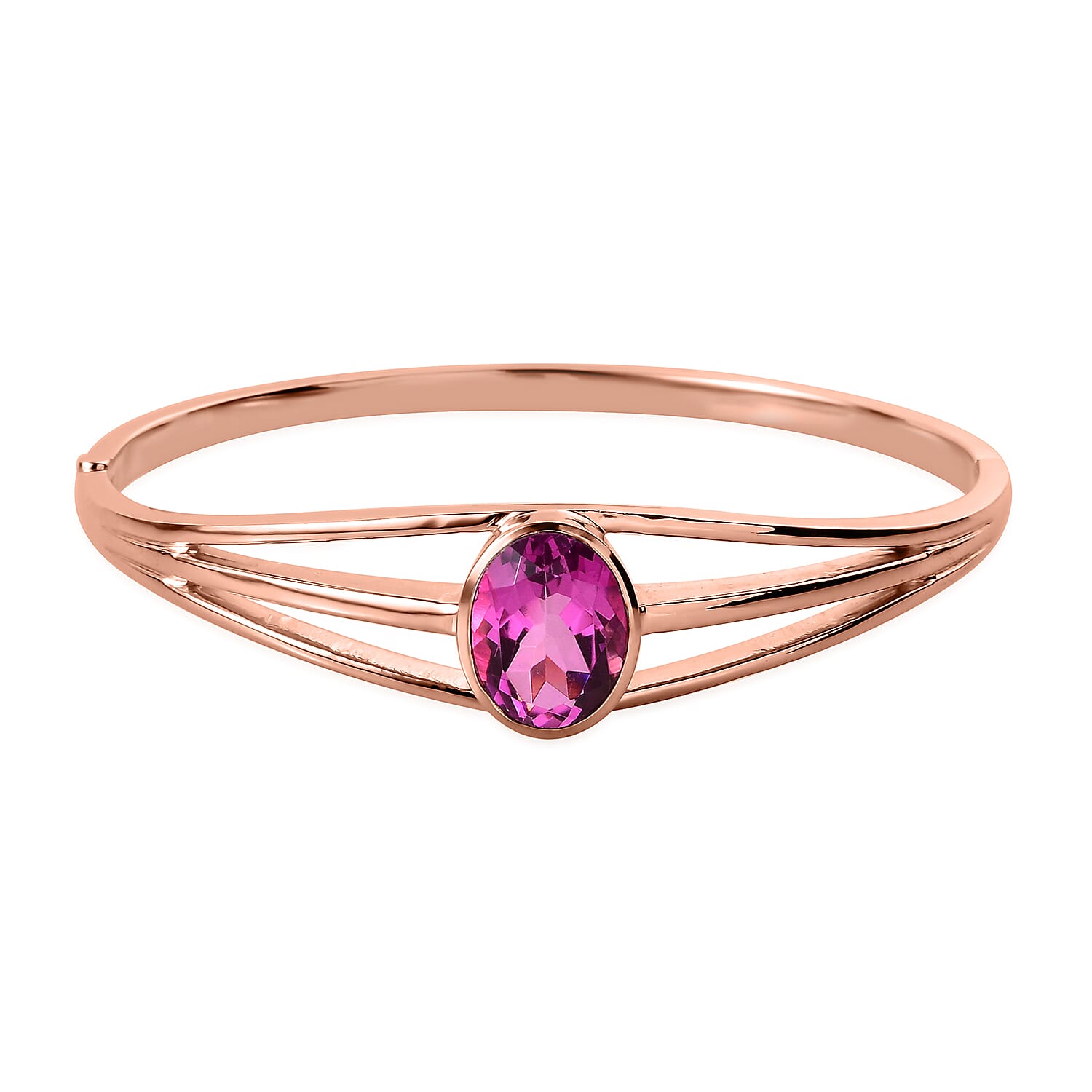 Radiant Orchid Quartz (Triplet) Bangle Bracelet in ION Plated RG Stainless Steel (6.50 In) 9.65 ctw