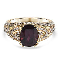 Orissa Rhodolite Garnet and Multi Gemstone 3.61 ctw Ring in 14K Yellow Gold Over Sterling Silver (Size 8.0)