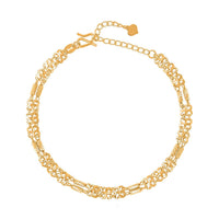 24K Yellow Gold Electroform 5mm Four-leaf Clover Chain Bracelet (6.5-8.0In) 5.35 Grams