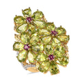 Premium Peridot and Multi Gemstone Floral Ring in Vermeil Yellow Gold Over Sterling Silver 10.60 ctw - Sticky add to cart bar