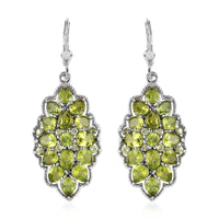 Premium Peridot Floral Lever Back Earrings in Platinum Over Sterling Silver 9.90 ctw