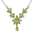 Premium Peridot Floral Necklace 18 Inches in Platinum Over Sterling Silver 4.15 ctw - Sticky add to cart bar