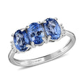 DOORBUSTER LUXORO 10K White Gold AAA Ceylon Blue Sapphire and Diamond 3 Stone Ring 1.85 ctw - Sticky add to cart bar