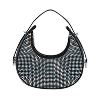 Aurora Borealis Crystal with Black Faux Leather Tote Bag (8.7"x2.4"x8.7") with Handle Drop