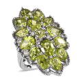 Premium Peridot and White Zircon Floral Ring in Platinum Over Sterling Silver 7.50 ctw - Sticky add to cart bar