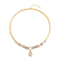 Champagne Glass and Austrian Crystal Enameled Necklace 20.5-22.5 Inches in Goldtone - Sticky add to cart bar