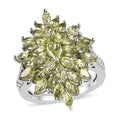 Premium Peridot Elongated Ring in Platinum Over Sterling Silver 3.35 ctw - Sticky add to cart bar