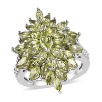 Premium Peridot Elongated Ring in Platinum Over Sterling Silver 3.35 ctw