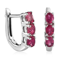 Ouro Fino Rubellite Hoop Earrings in Platinum Over Sterling Silver 0.75 ctw