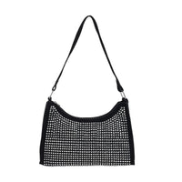 Black Faux Leather and Crystal Sling Bag (9.3"x3.6"x2.6")