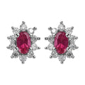 Ouro Fino Rubellite and Moissanite Sunburst Stud Earrings in Platinum Over Sterling Silver 0.65 ctw - Sticky add to cart bar