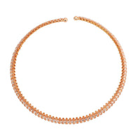 Simulated Multi Color Diamond Choker Necklace 15-16 Inches in Goldtone 25.00 ctw
