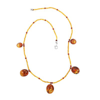 Multi Color Amber Station Necklace 22 Inches in Sterling Silver