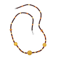 Multi Color Amber Necklace 27 Inches in Sterling Silver