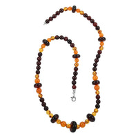 Multi Color Amber Necklace 24 Inches in Sterling Silver