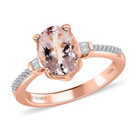 Luxoro 10K Rose Gold Premium Pink Morganite and Diamond Ring 1.75 ctw