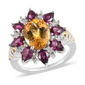 Premium Brazilian Heliodor and Multi Gemstone Floral Ring in Vermeil Yellow Gold and Platinum Over Sterling Silver 4.70 ctw - Sticky add to cart bar