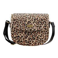 100% Genuine Leather Leopard Print Crossbody Sling Bag Size: 8.66(L)x8.07(H)x3.13(W) Inches Color: Brown
