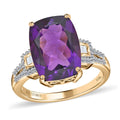 Luxoro 10K Yellow Gold AAA Zambian Amethyst and Moissanite Ring (Size 7.0) 6.70 ctw - Sticky add to cart bar