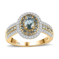 Luxoro 10K Yellow Gold AAA Narsipatnam Alexandrite and Moissanite Double Halo Ring 1.50 ctw - Sticky add to cart bar