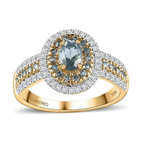 Luxoro 10K Yellow Gold AAA Narsipatnam Alexandrite and Moissanite Double Halo Ring 1.50 ctw