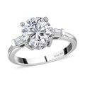 Moissanite Solitaire Ring in Platinum Over Sterling Silver 1.90 ctw - Sticky add to cart bar