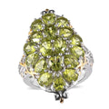 Premium Peridot and White Zircon Ring in Vermeil Yellow Gold and Platinum Over Sterling Silver 6.65 ctw - Sticky add to cart bar