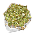 Premium Peridot Cluster Ring in Vermeil YG and Platinum Over Sterling Silver (Size 10.0) 5.35 ctw - Sticky add to cart bar