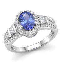 Tanzanite and White Zircon Ring in Sterling Silver (Size 11.5) 2.40 ctw