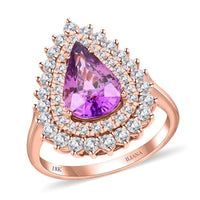 One Of A Kind Certified & Appraised Iliana 18K Rose Gold AAA Purple Sapphire and G-H SI Diamond Ring (Size 7.0) 3.80 ctw