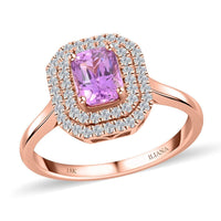 One Of A Kind Certified & Appraised Iliana 18K Rose Gold Madagascar Pink Sapphire and SI Diamond Double Halo Ring (Size 7.0) 1.80 ctw