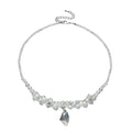 Simulated White Mystic Color Topaz Beaded Necklace 20-22 Inches in Silvertone - Sticky add to cart bar