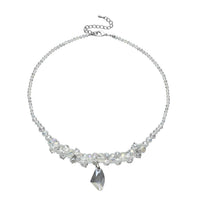 Simulated White Mystic Color Topaz Beaded Necklace 20-22 Inches in Silvertone