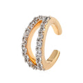 Natural White Zircon 2 - Row Studded Ear Cuff in Vermeil Yellow Gold Over Sterling Silver 0.35 ctw - Sticky add to cart bar