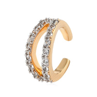 Natural White Zircon 2 - Row Studded Ear Cuff in Vermeil Yellow Gold Over Sterling Silver 0.35 ctw