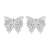 Simulated Diamond Butterfly Earrings in Sterling Silver