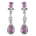 Ilakaka Hot Pink Sapphire and Zircon Dangle Earrings in Platinum Over Sterling Silver 3.00 ctw - Sticky add to cart bar