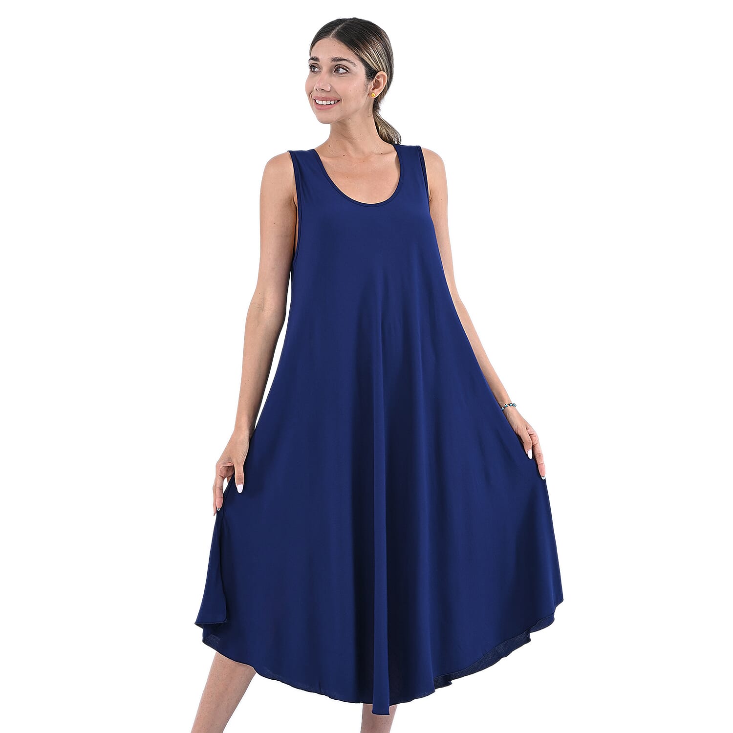 TAMSY Navy Sleeveless A-Line Dress - One Size Fits Most